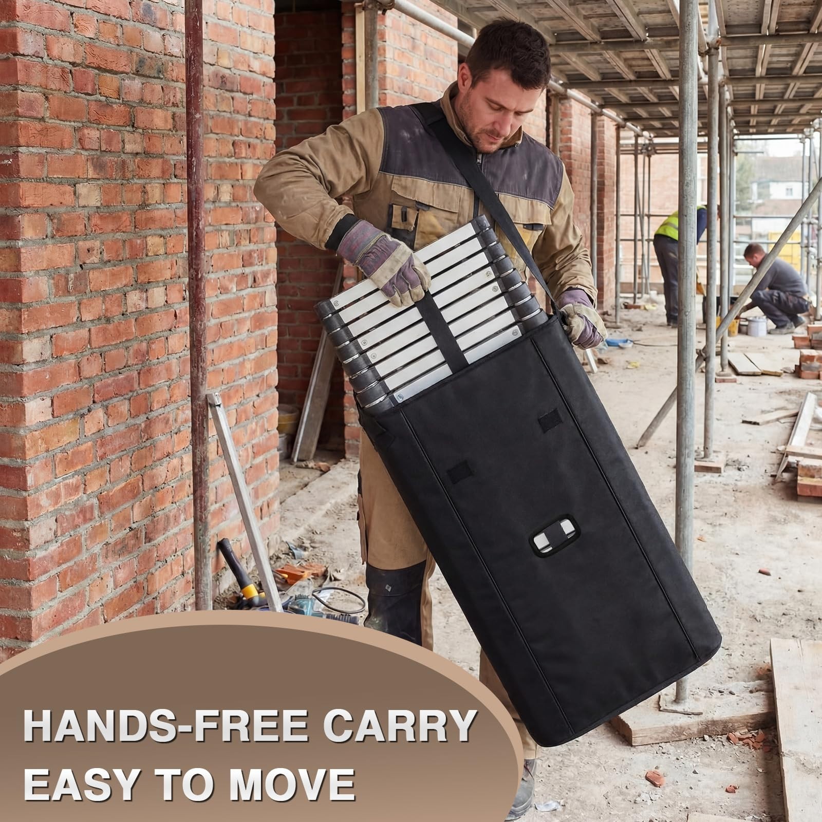 Heavy Duty Telescoping Ladder Carry Bag for 12.5ft Extension Ladders, Oxford Clo