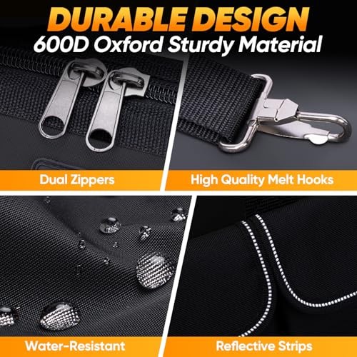 Heavy Duty Tool Bag with Multi-Pockets, Portable Tool 14″ Standard Base Black
