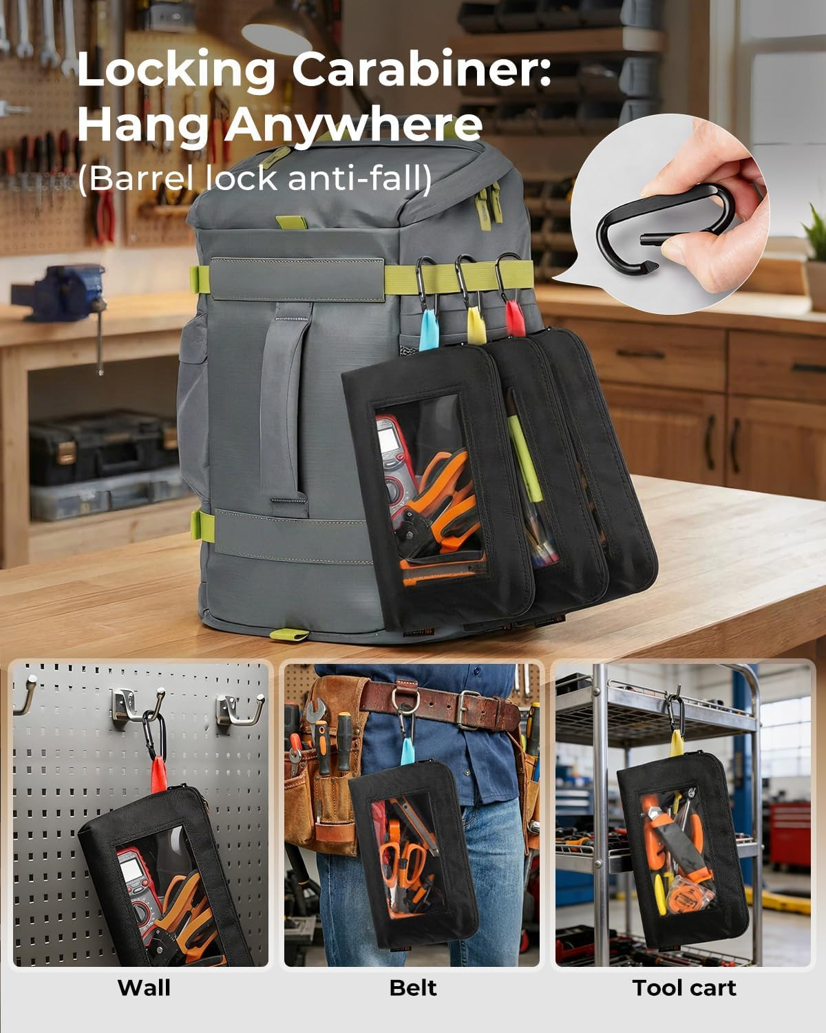 Foxrino Tool Pouch with Clear Window for Men, 1680D Oxford Small Tool Bag, Heavy