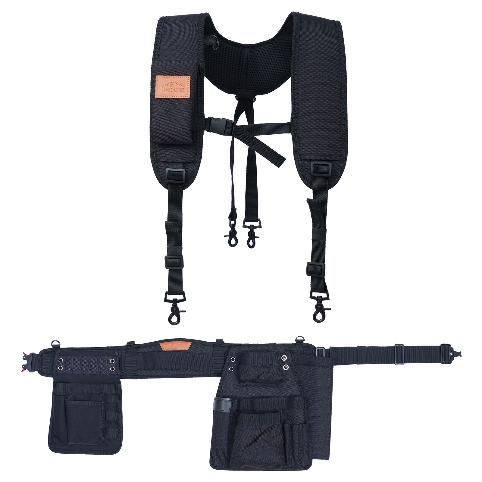Perkins Builder Brothers Essential Tool Belt Set With Suspenders, Ideal for Fra