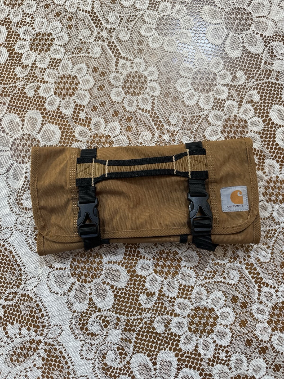 Carhartt Legacy Tool Roll Bag 18 Pocket Utility Roll 3 Pouches Brown Clips