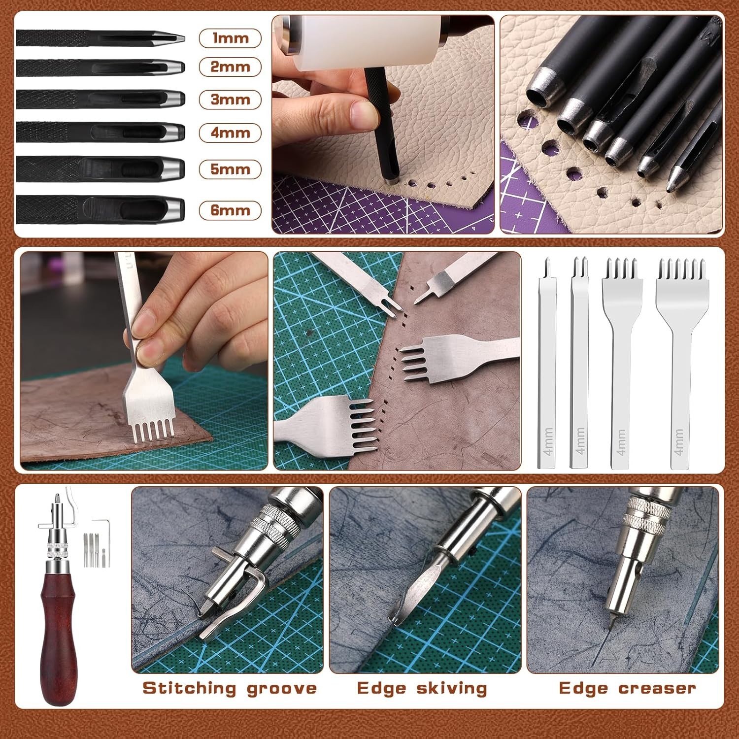 Leather Working Tool Leatherworking Tool Kit with Custom Storage Bag for Carving