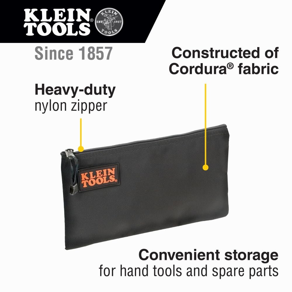 Klein Tools 5139B Zipper Bag, Cordura Nylon Tool Pouch with HeavyDuty Nylon Z…