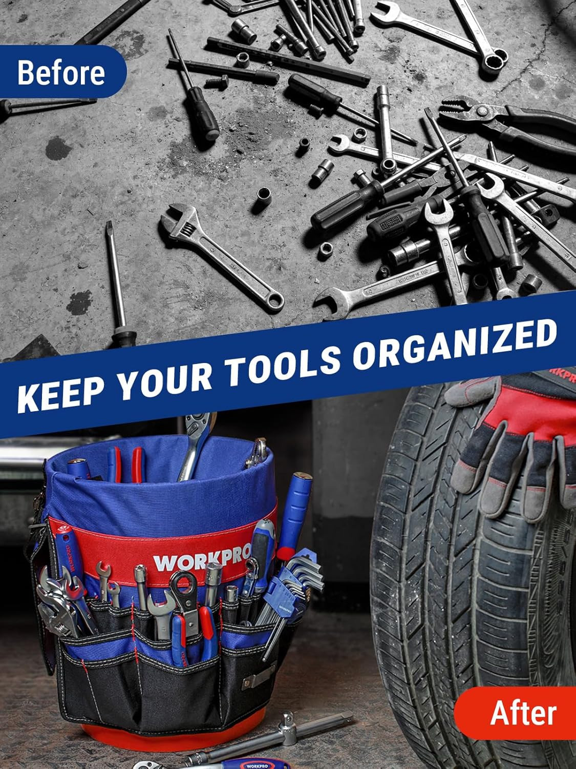 Bucket Tool Organizer with 51 Pockets Fits to 3.5-5 Gallon Bucket (Tools Exclude
