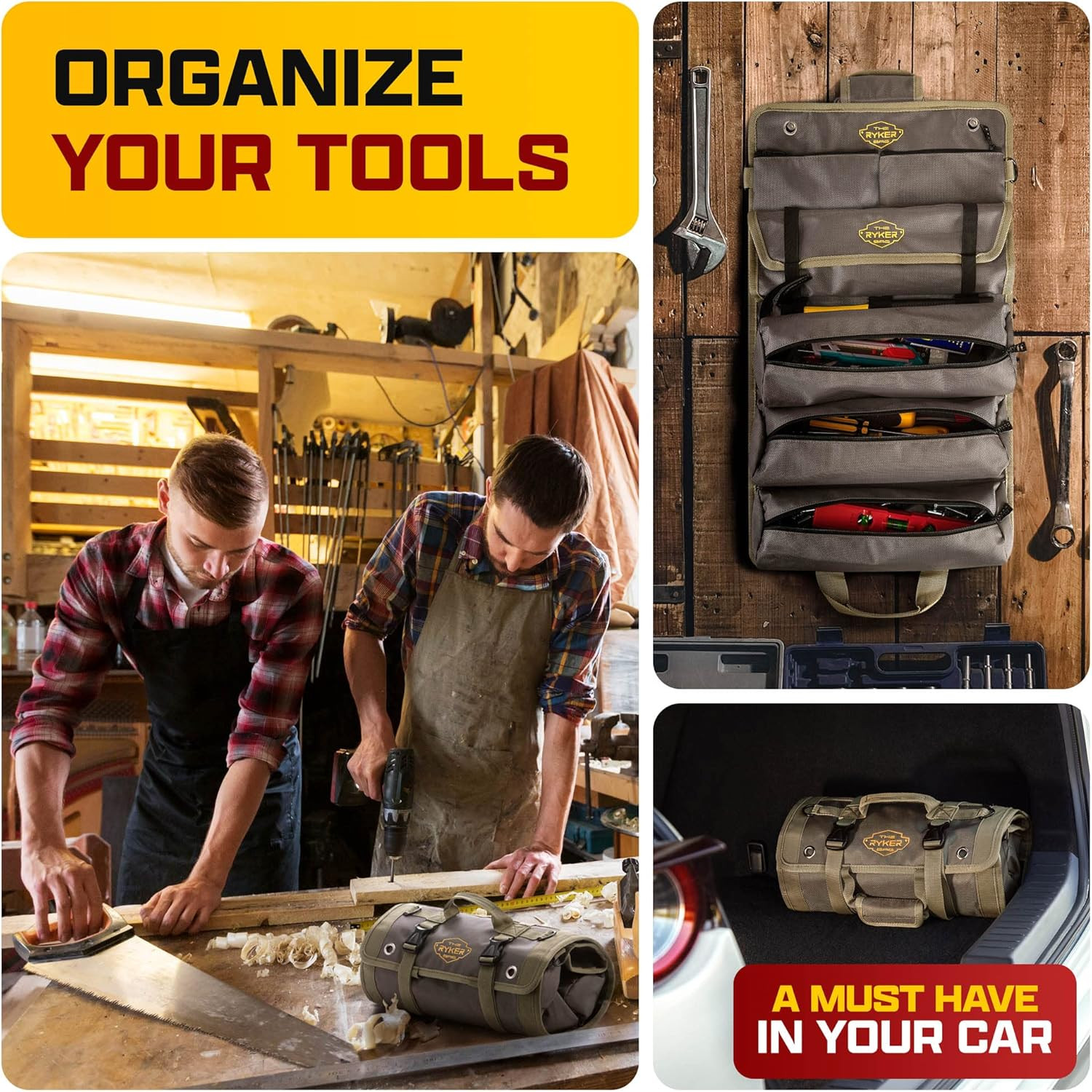 The Ryker Official PRO Tool BAG Organizer Heavy Duty Foldable Storage Bag with D