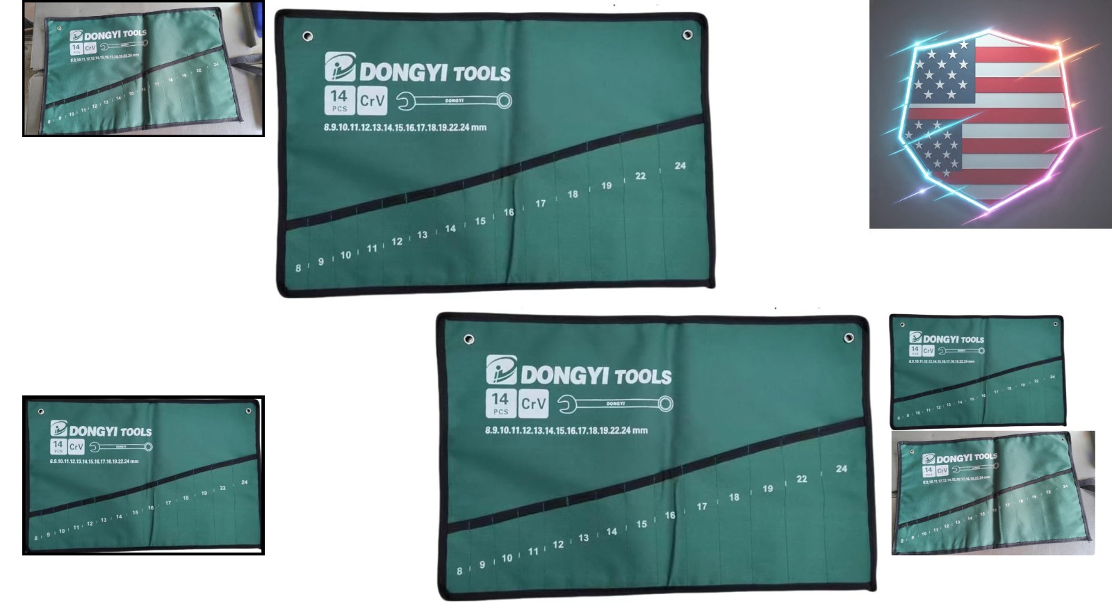 2 Pack Wrench Roll Up Pouch Wrench Set Roll Organizer 14 Pocket Slot Canvas T…