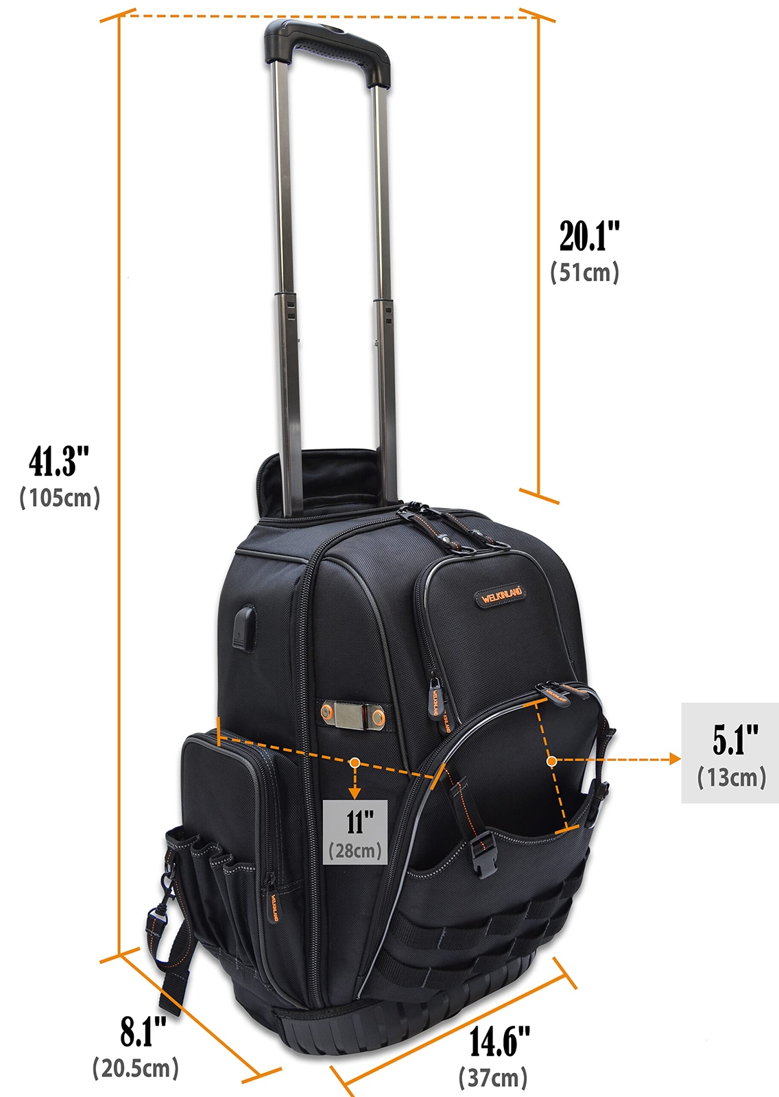 72pockets Rolling Tool Backpack For Electricians Large Tool Bag With Wheels Roll