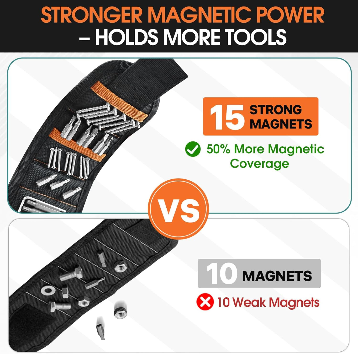 Magnetic Wristband Screws Nails Drill Bits Holder 15 Magnets Diyer Tool Gift