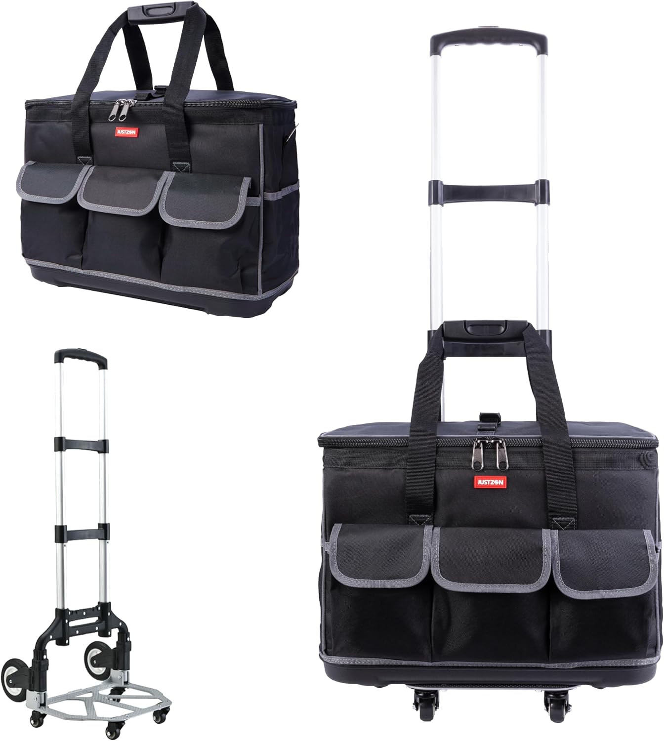 Rolling Tool Bag with Wheels – Aluminum Alloy Trolley for Electrician & HVAC