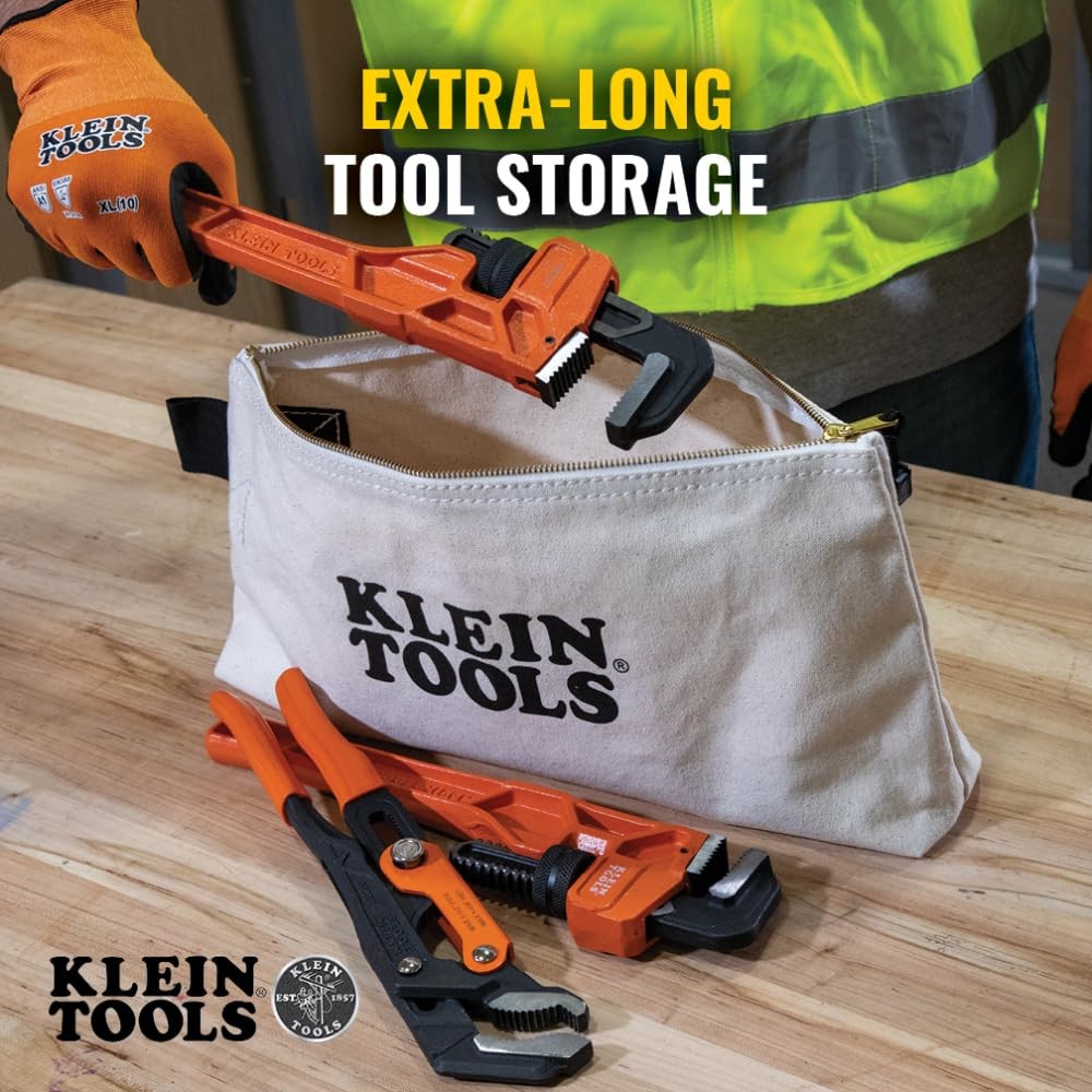 KLEIN TOOLS 62042 16Inch Zipper Bag, Extra Long, No. 10 Canvas, Heavy Duty To…