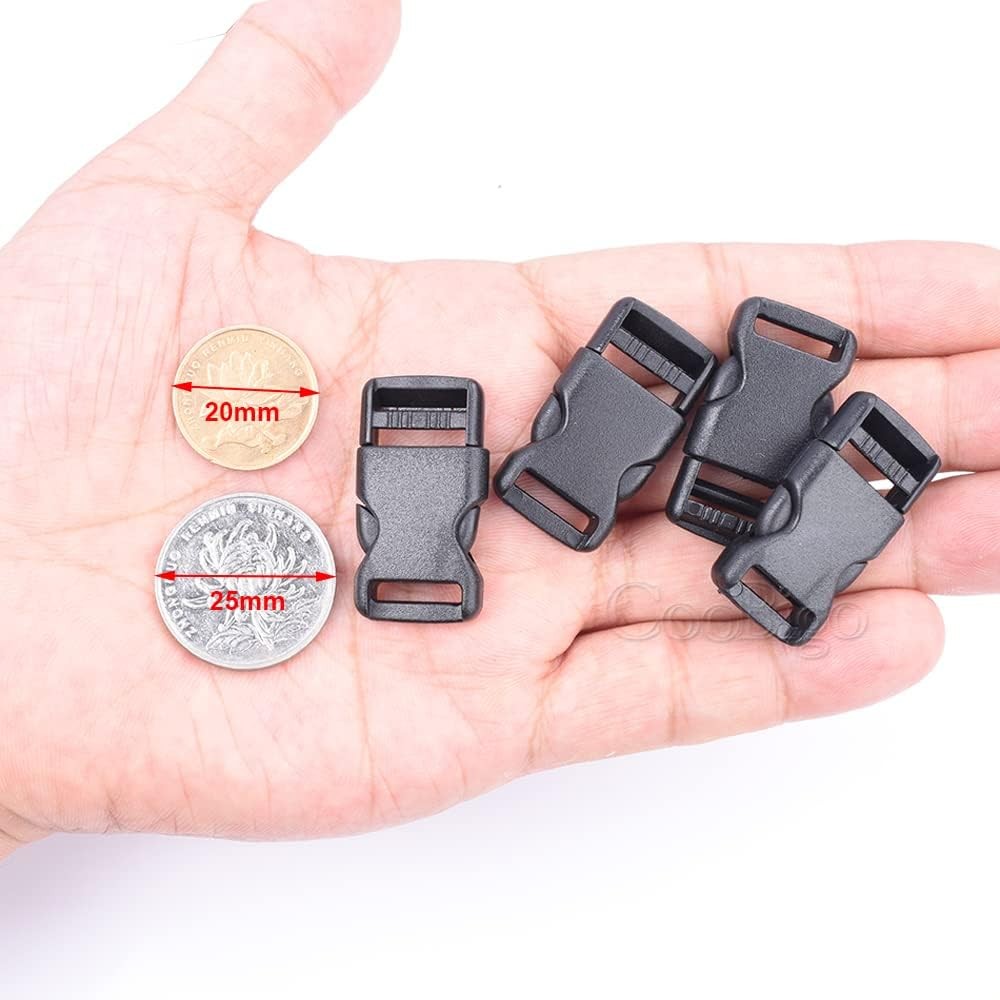 10pcs 1/2″(12.5mm) Side Release Buckles Plastic Black Quick Adjustable Buckle