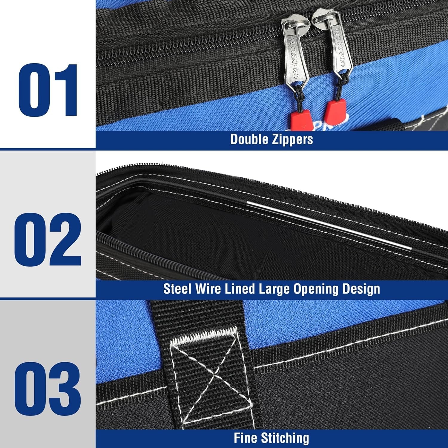 16-Inch Wide Mouth Tool Bag – Waterproof & Multi-Pocket Organizer for Every Task