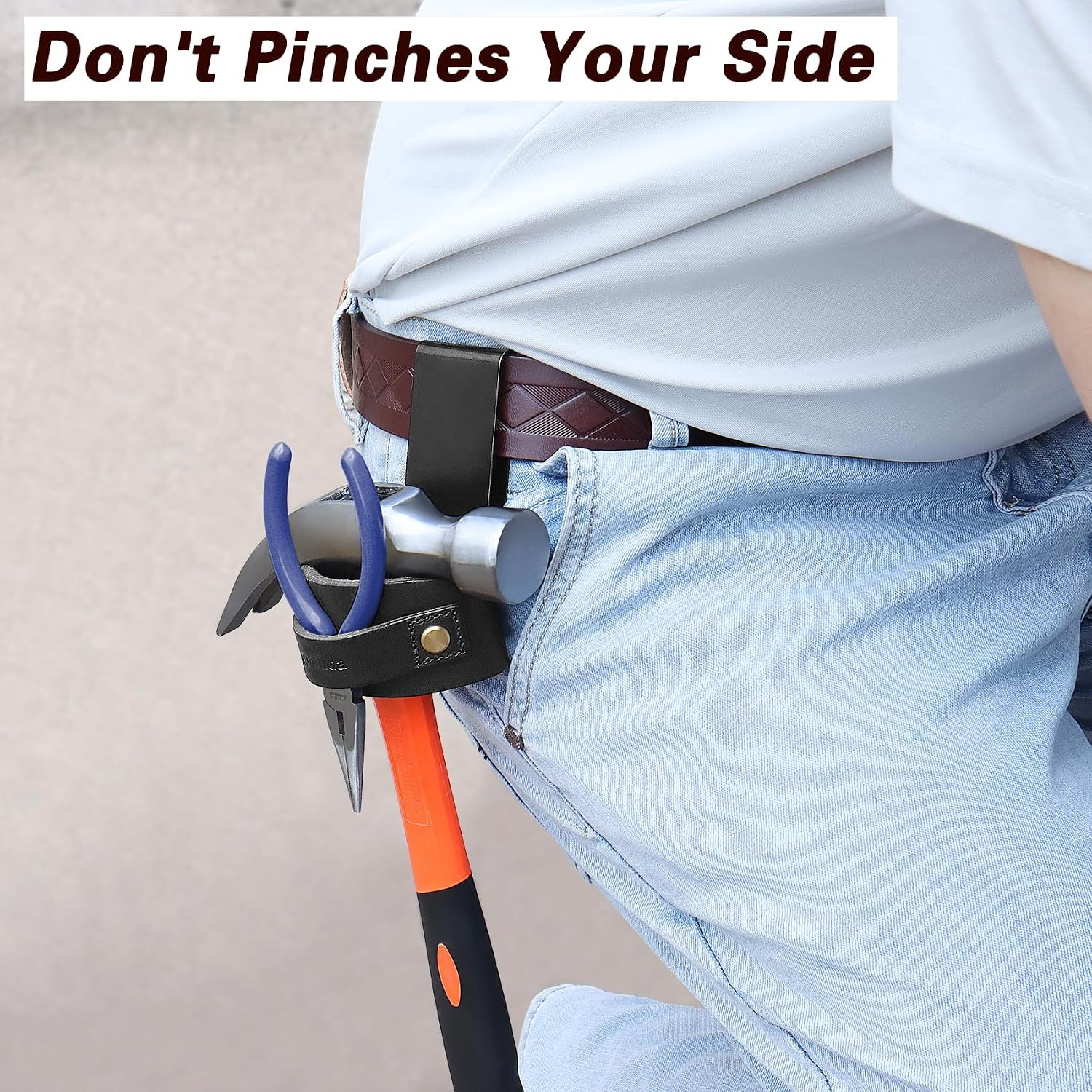 Hammer Holder,Professional Leather Hammer Holster – Clip-On Tool Belt Holder for