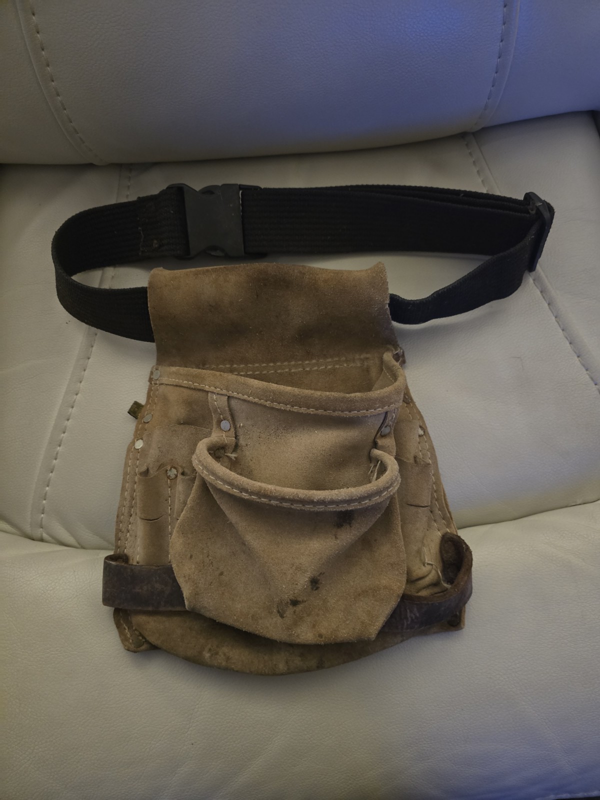 HEAVY DUTY Leather/Suede Tool Pouch 6+ Pockets with Belt Construction Work