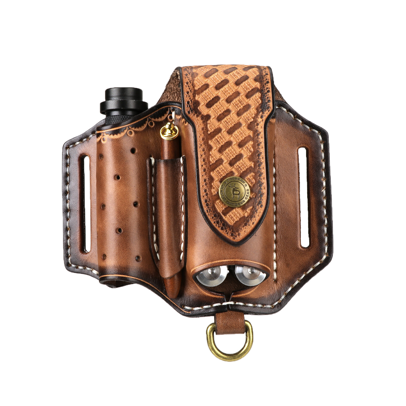 Leather 4 in 1 Knife Sheath EDC Pliers Belt Holder Pouch Multitool Case