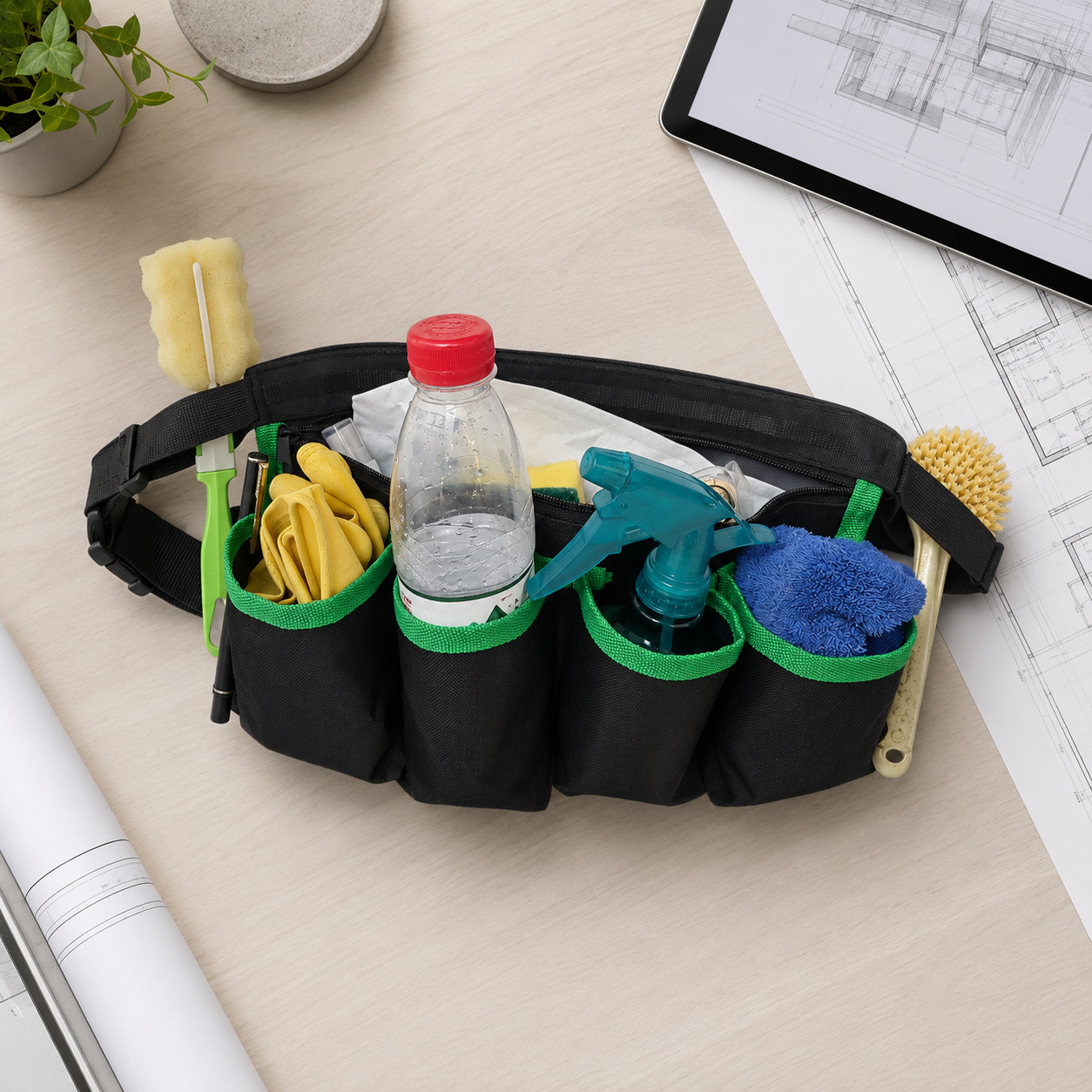 Lightweight Waterproof Material Tool Belt, Multi Pocket Work Waist Pouch
