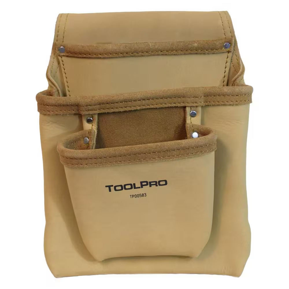 3-Pocket Split Leather Nail and Tool Pouch