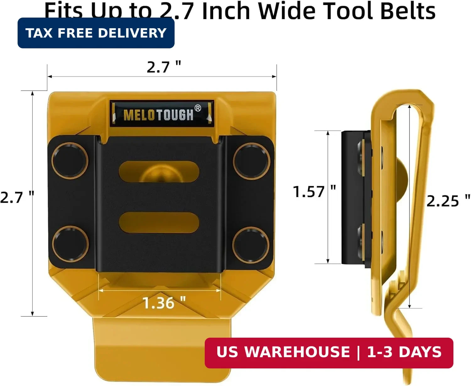 MELOTOUGH Drill Belt Clip,Drill Holder for Tool Belt,Measuring Tape Holder for I