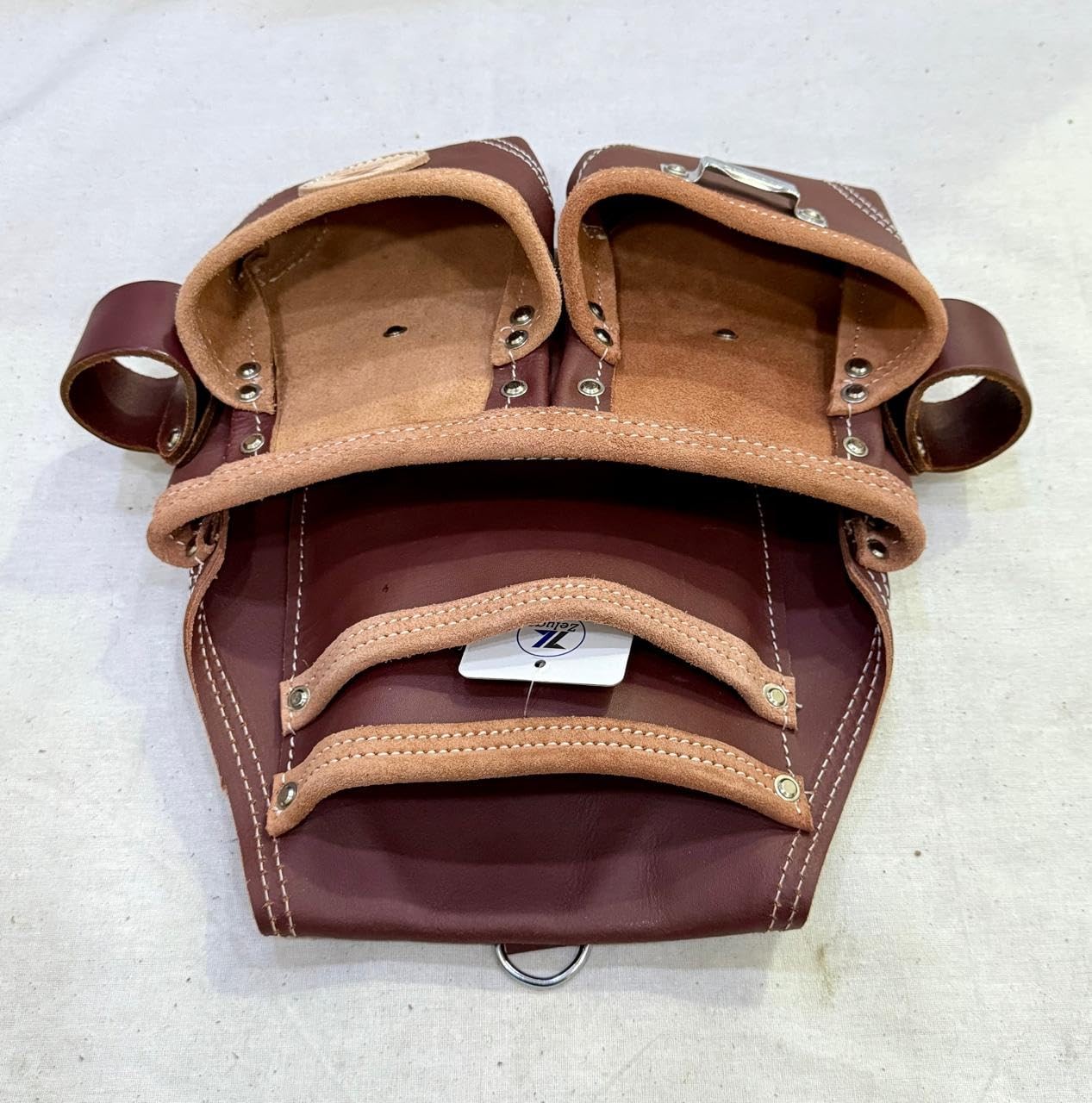 20-121 Heavy Duty Leather Polyester Tool Bag Cherry Mechanic Storage Carrier