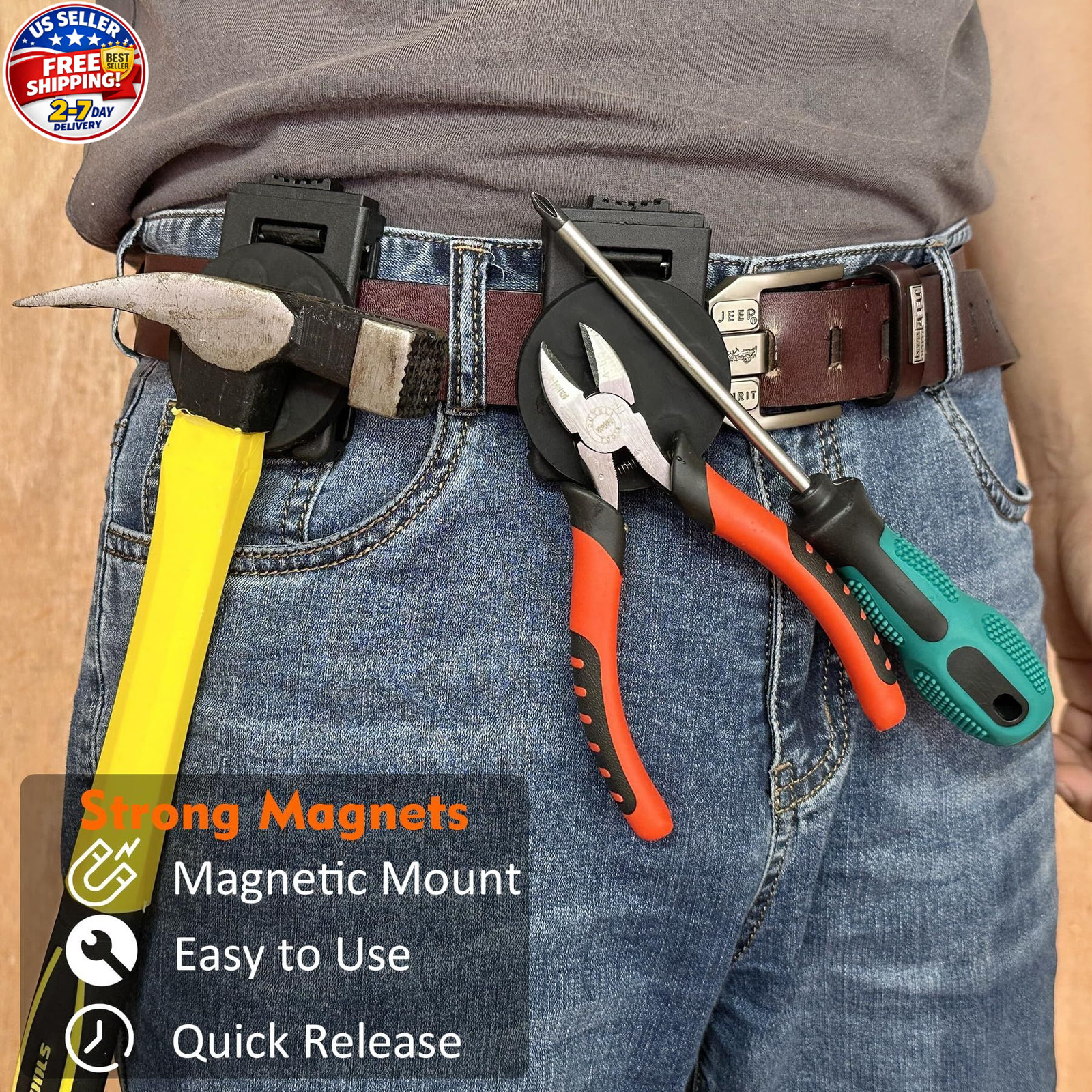 Tool Holster Belt Clip, Heavy-Duty Magnetic Tool Holder for Belt Clip, Anti-Slip