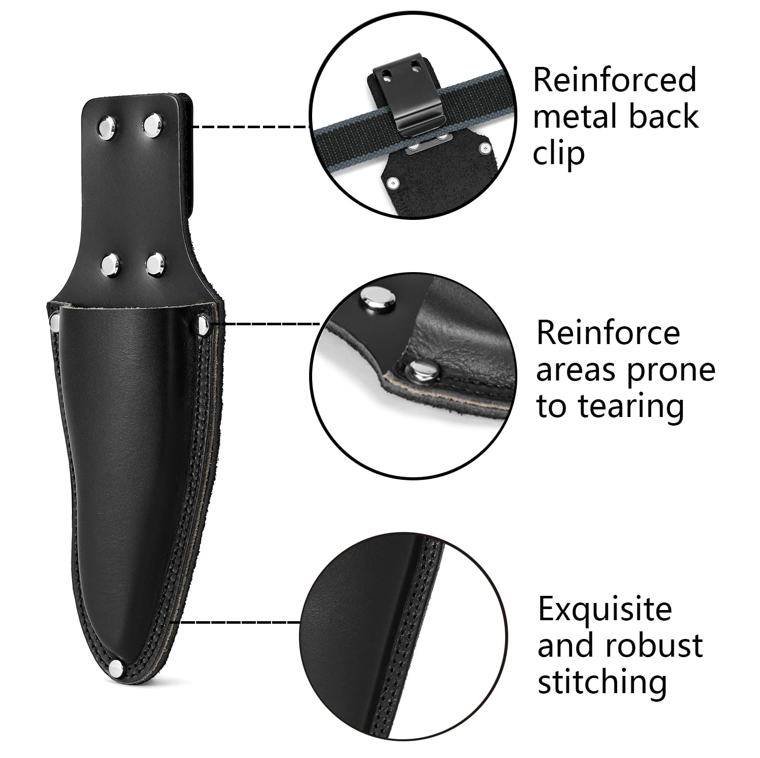 Solid Leather Pruner Holster Sheath Scissor Holder With Clip Garden Tool