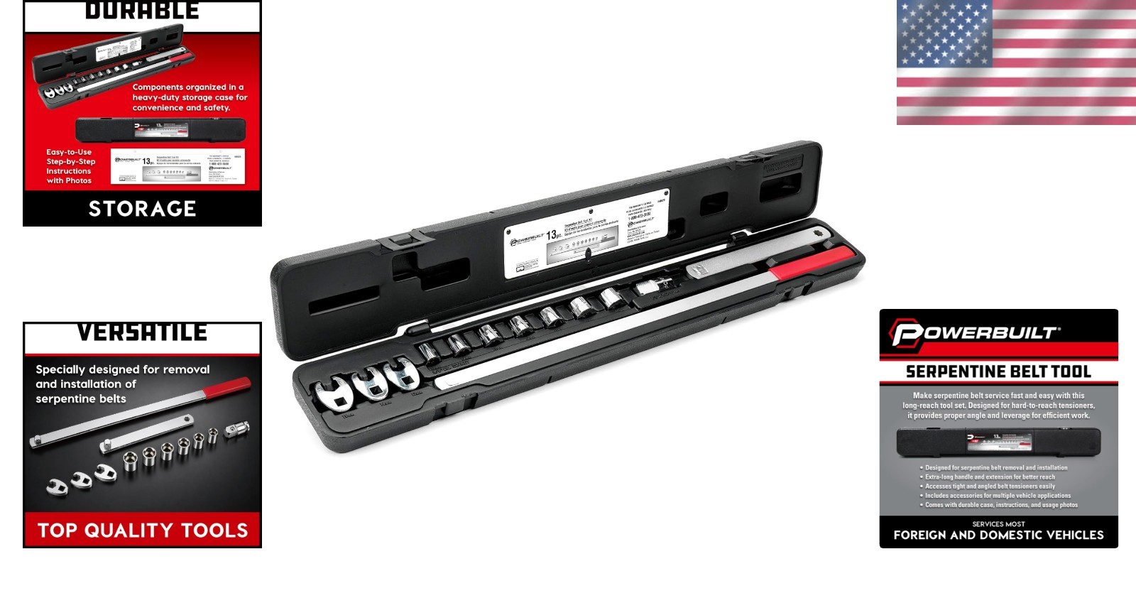 Vehicle Serpentine Belt Tool Set with Storage Case