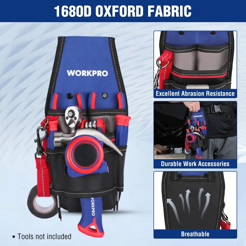 WORKPRO Professional Electrician Tool Pouch Compact Durable Tool Bag w/ 6 Pocket
