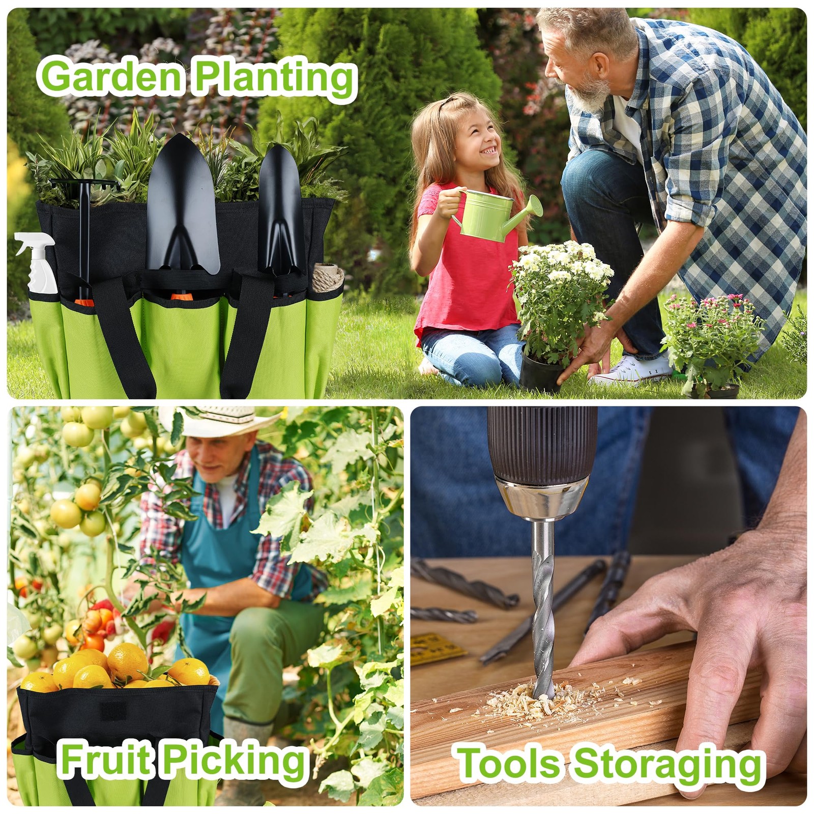 Portable Garden Tool Bag with 16 Pockets & Handle, Durable Waterproof Garden …