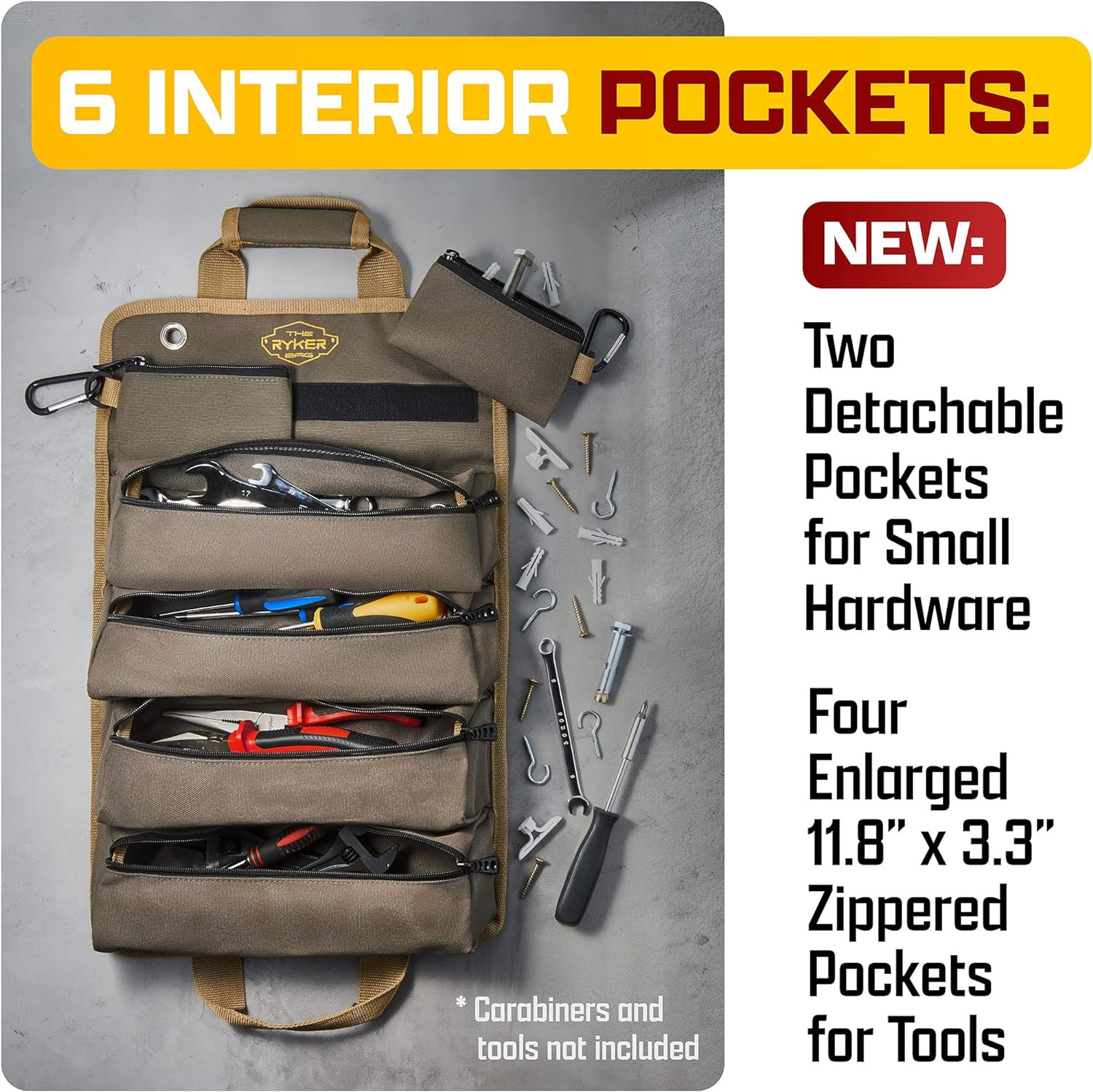 The Ryker Roll up Tool Bag Organizer Gifts for Dad. Heavy Duty Motorcycle Tool R