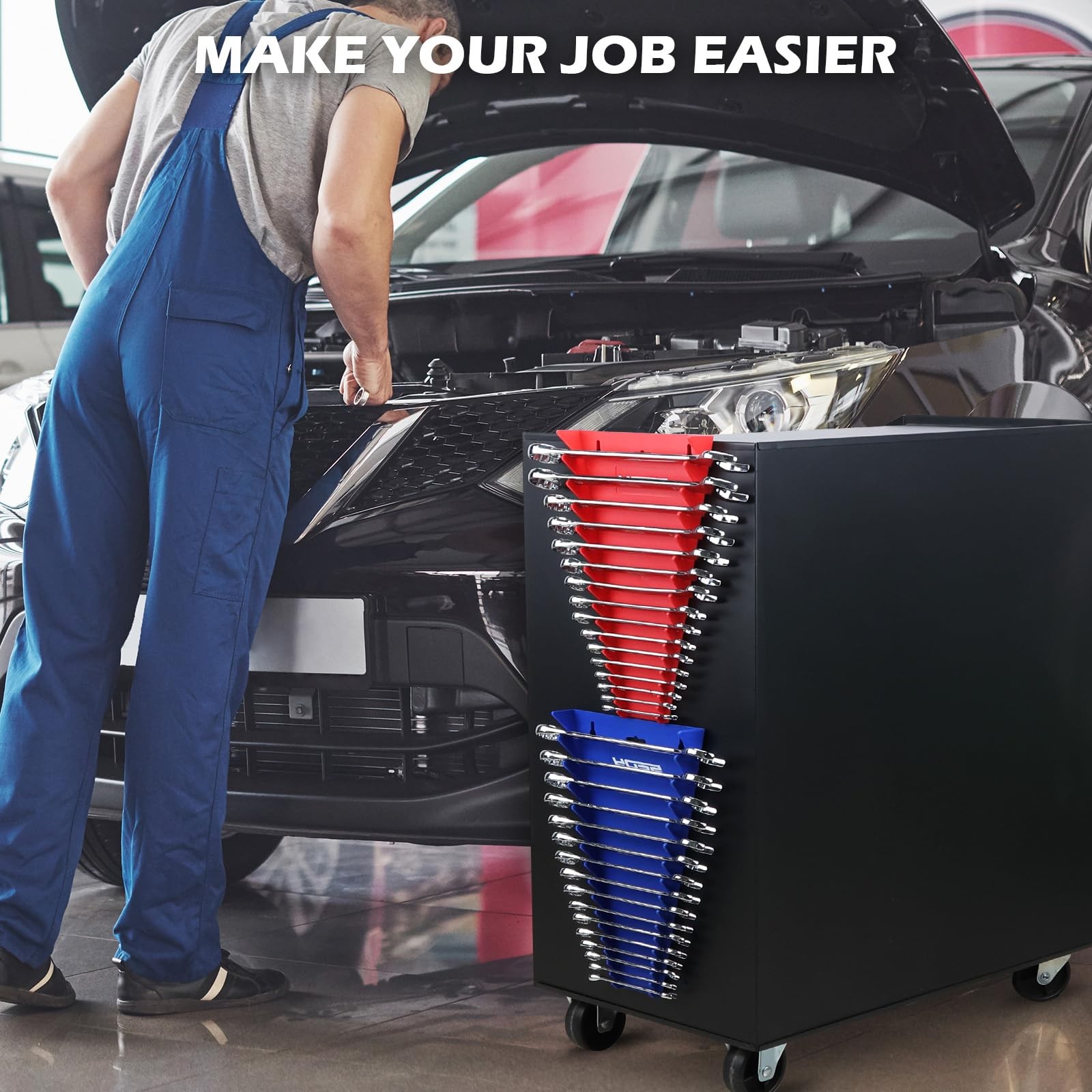 2-Pack Magnetic Wrench Organizer, 32-Slot Premium Rack Holder Tool…