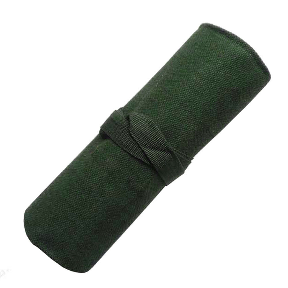 10Pocket Canvas Spanner Wrench Tool Roll Up storage bag Organizer Pouches Case~