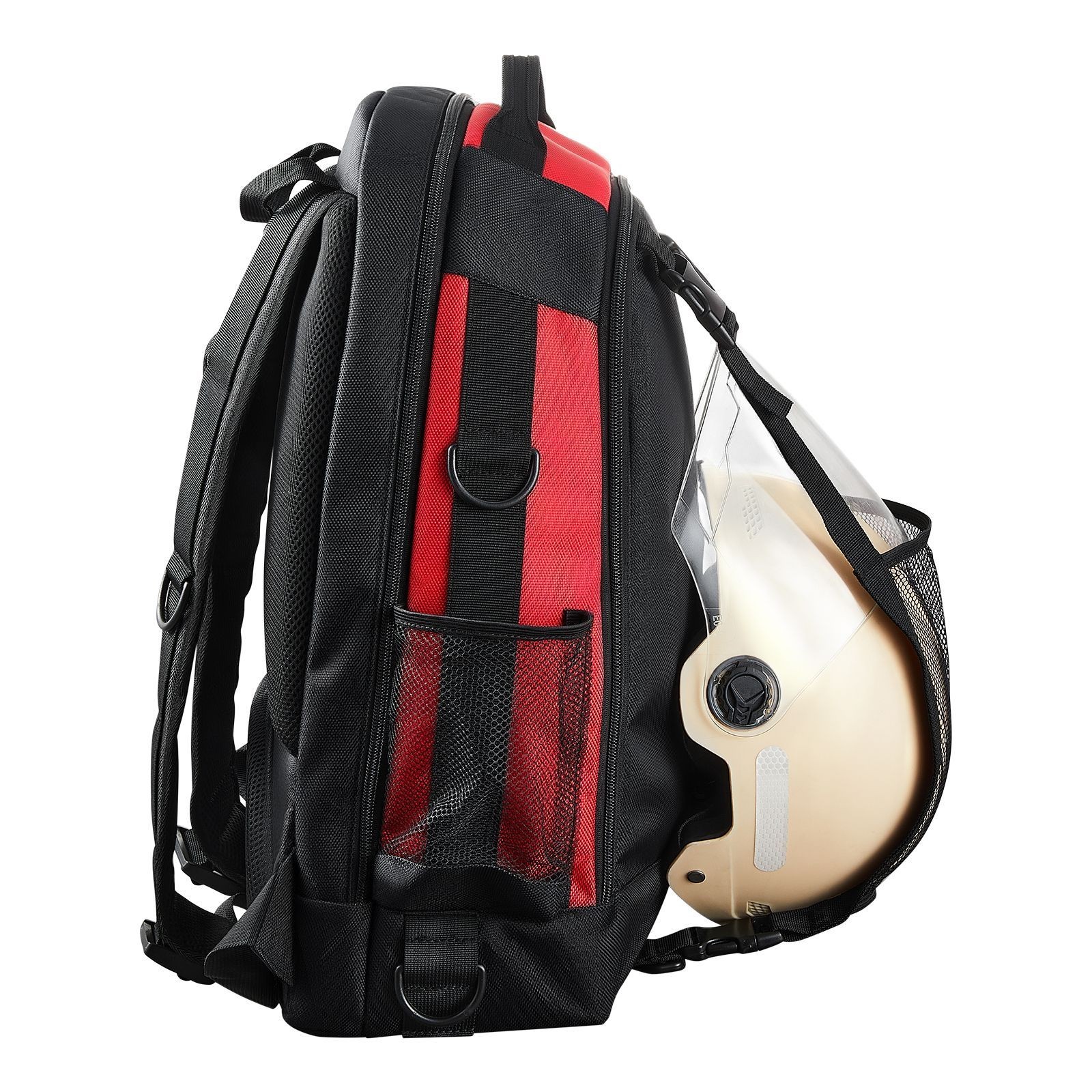 25.2L Welder Backpack, 1680D Polyester, 50lb Load, Helmet & Tool Storage