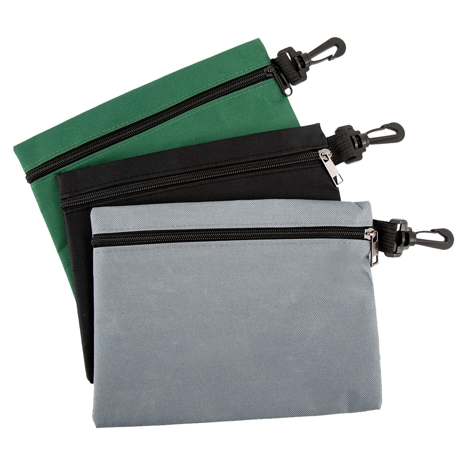 3 Pack Small Zipper Tool 6×5, 6.5×6, 9×7 inches, 3 Black+Green+Gray