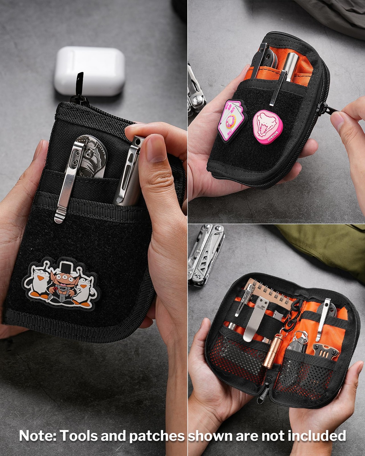 VE10 EDC Pouch Small Pocket Tool Pouch with 10 Compartments, Men’s Pocket Org…