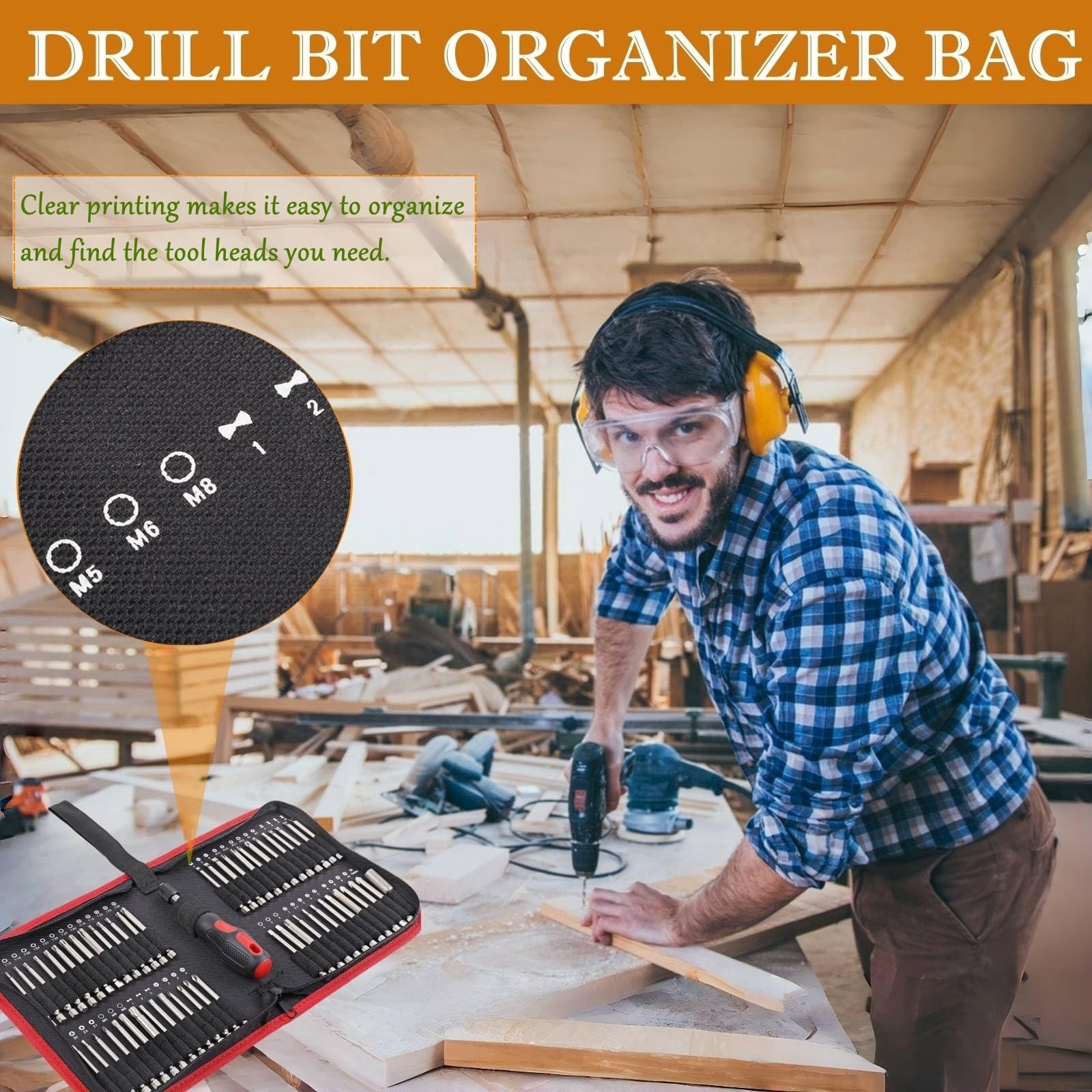 BLIRITEL Drill Bit Organizer 8.85 inches x 6.97 x 1.65 inches, Black