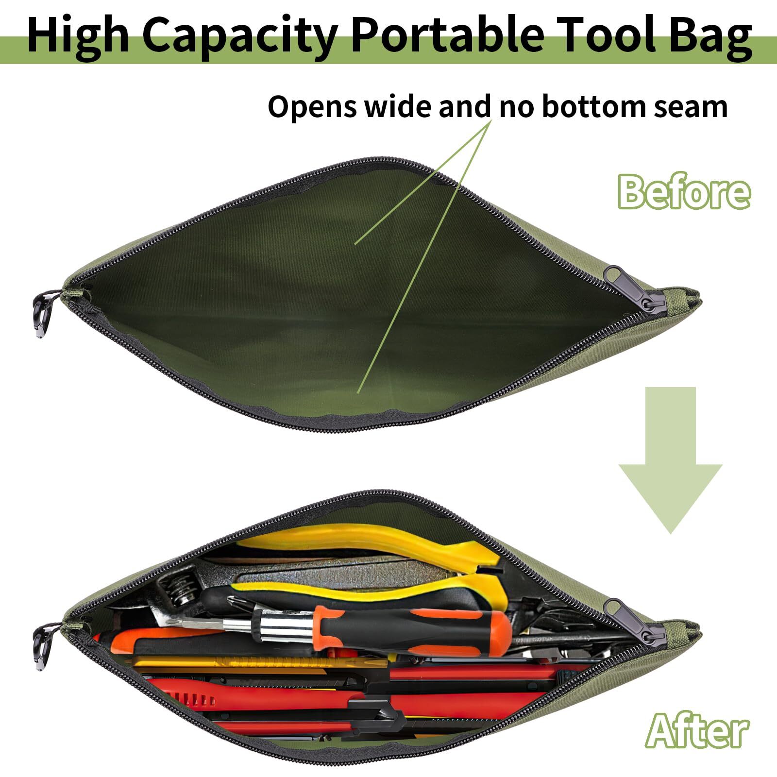 3 Pack Tool Bag Zipper Pouch Utility Multipurpose Storage Organizer