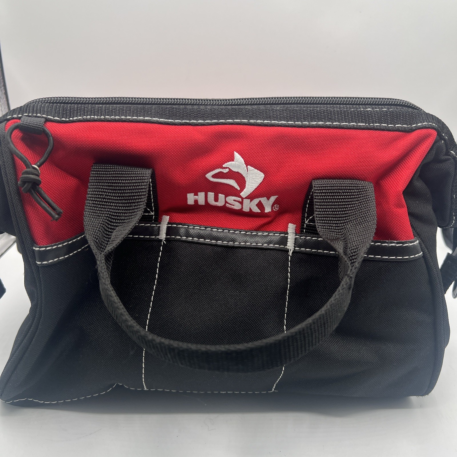 NWOT Husky 12-Inch Tool Bag (12 x 9 x 8 inch) Heavy Canvas Red Black #G09