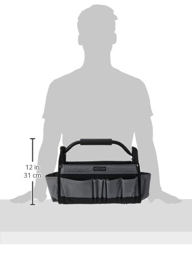 15″ Collapsible Tool Tote, Grey and Black Tool Tote Bag, 22015