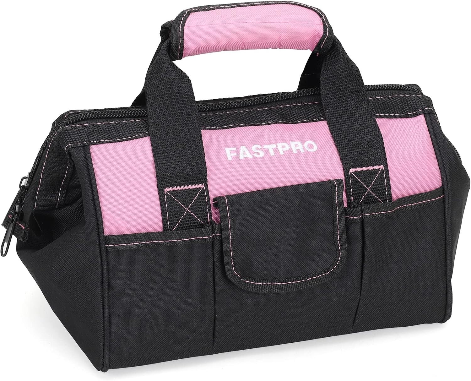 12-Inch Pink Tool Bag,Zip-top Wide Mouth Open Storage, 600D Polyester Fabric …