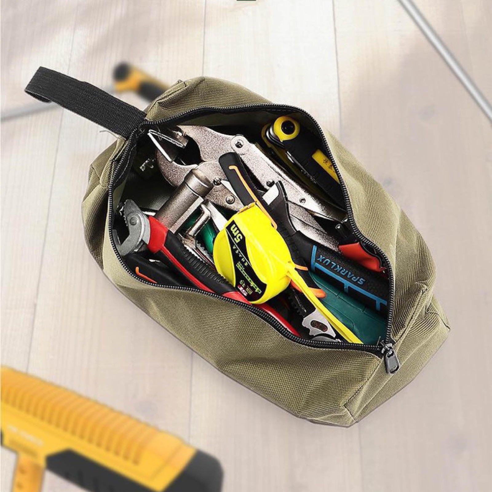 2 Pack Canvas Tool Pouch with Zipper, Multipurpose Utility Tools Bag