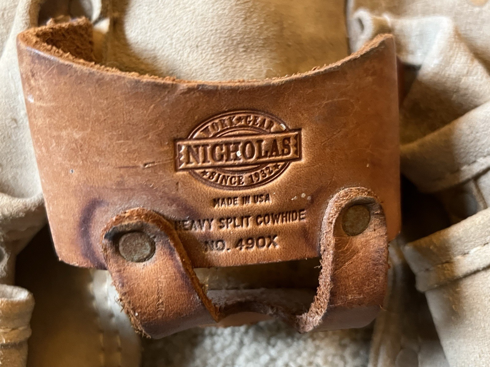 NICHOLAS Heavy Split Cowhide #490X Handyman Carpenter Tool Belt Multi-Pocket USA