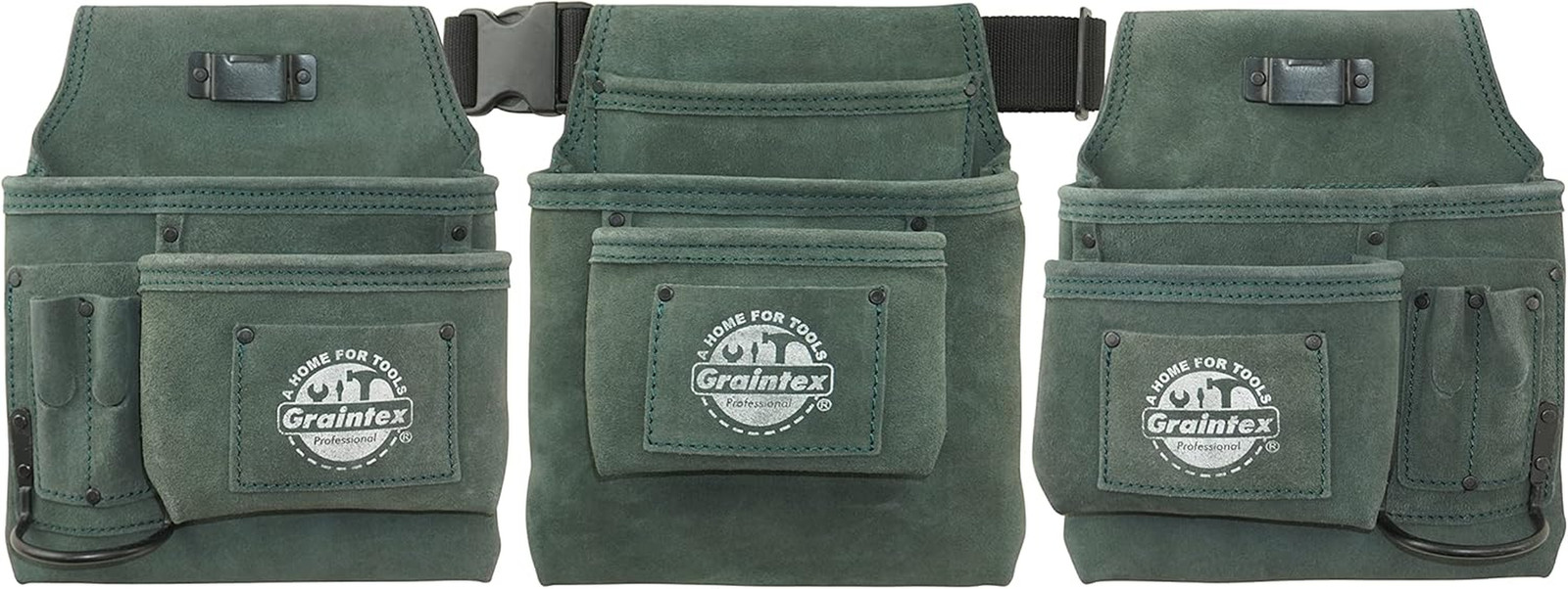 Hunter Green 4-Piece Suede Leather Tool Belt Combo with 16 Pockets