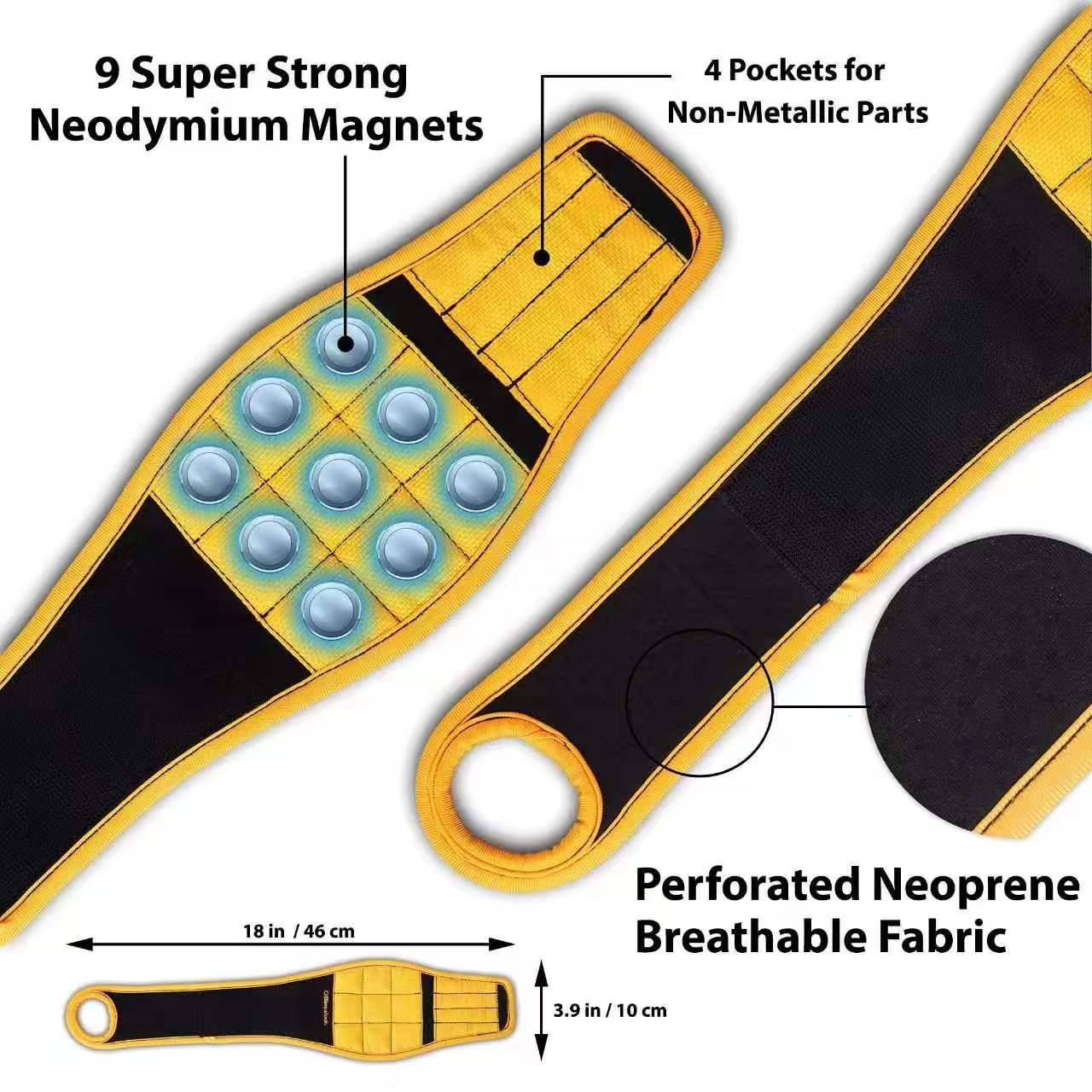 GMOX Magnetic Tool Wristband with 9 Strong Magnets for Screws & Wrist Support