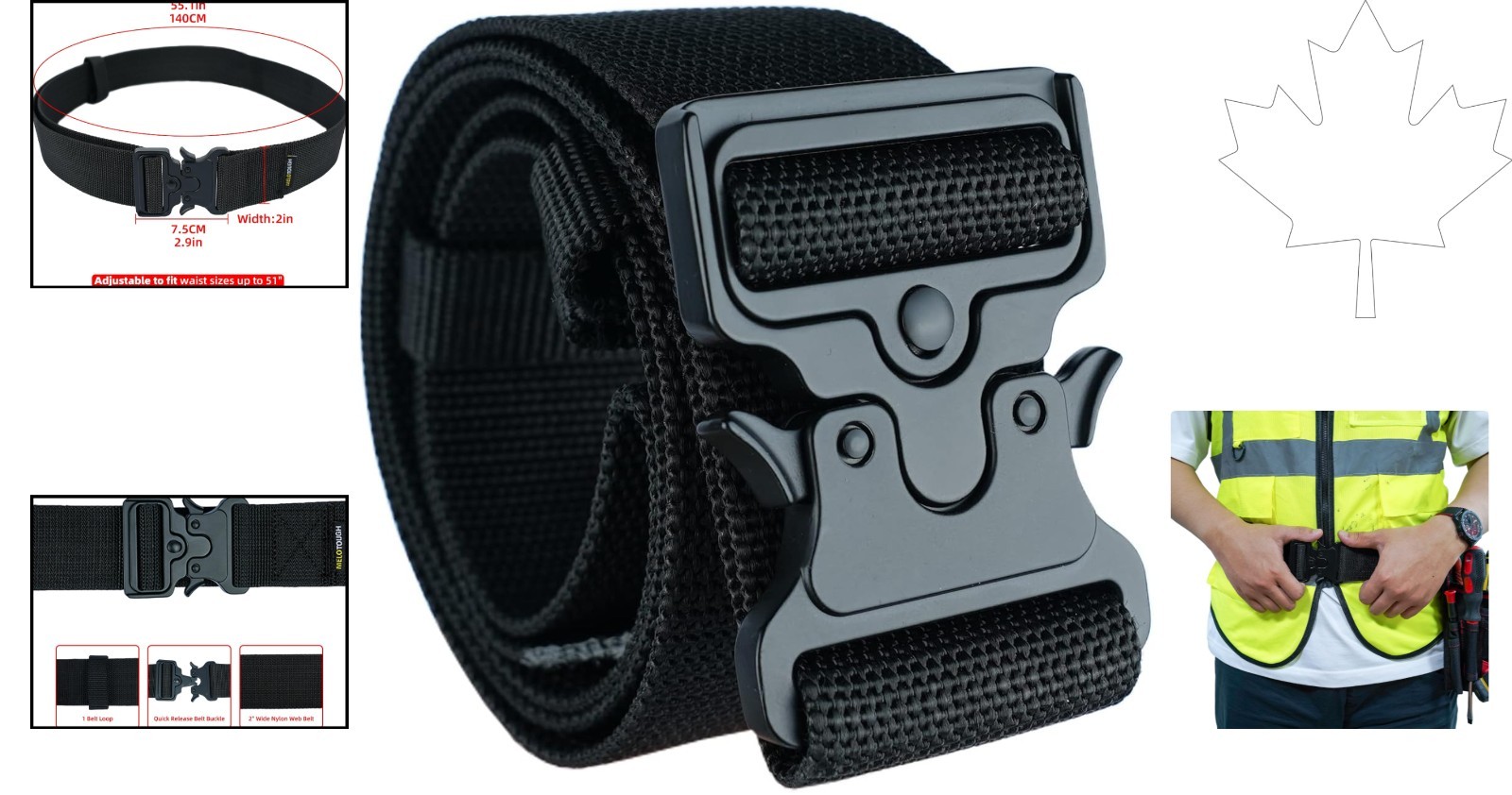 Durable 2-Inch Nylon Work Belt with Breathable Design & Quick Release Buckle
