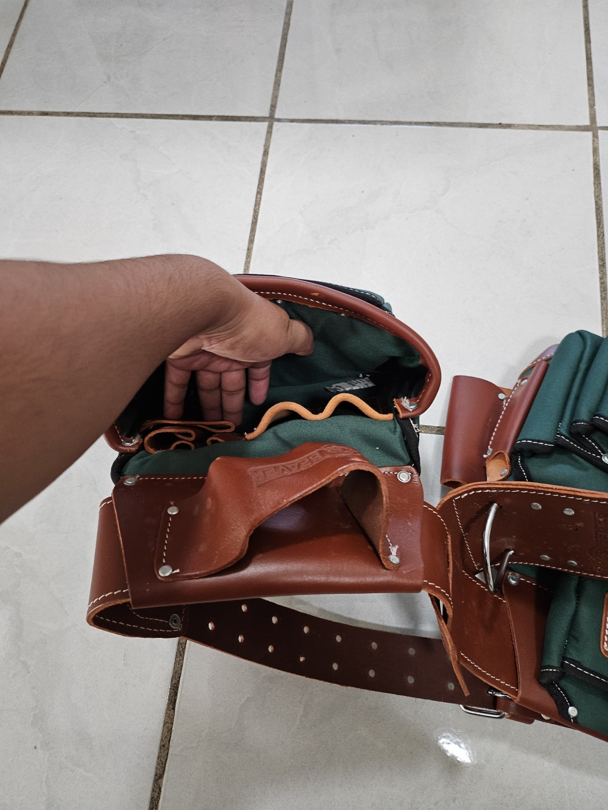 New leather and nylon construction bags