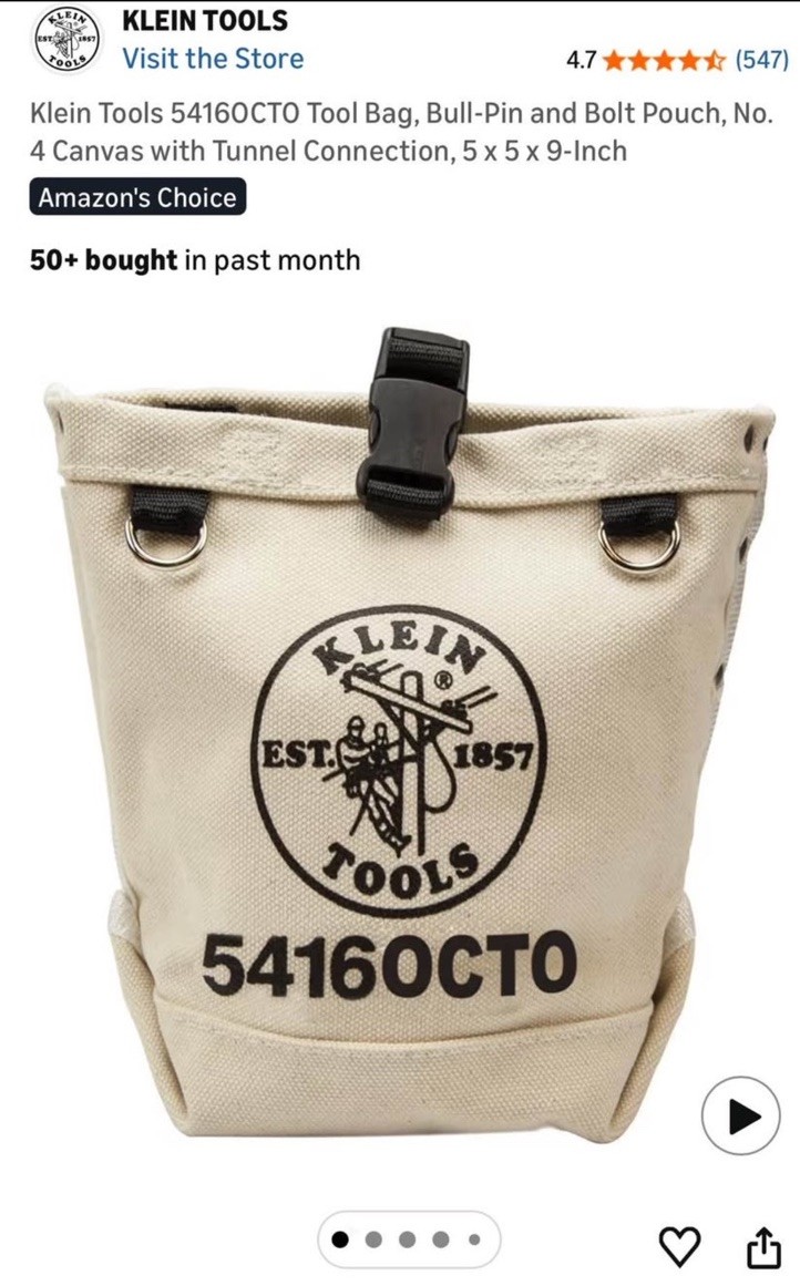 Klein Tools LOT – Quick Release Canvas Tool Belt and Tool/Hardware Bags (x5)