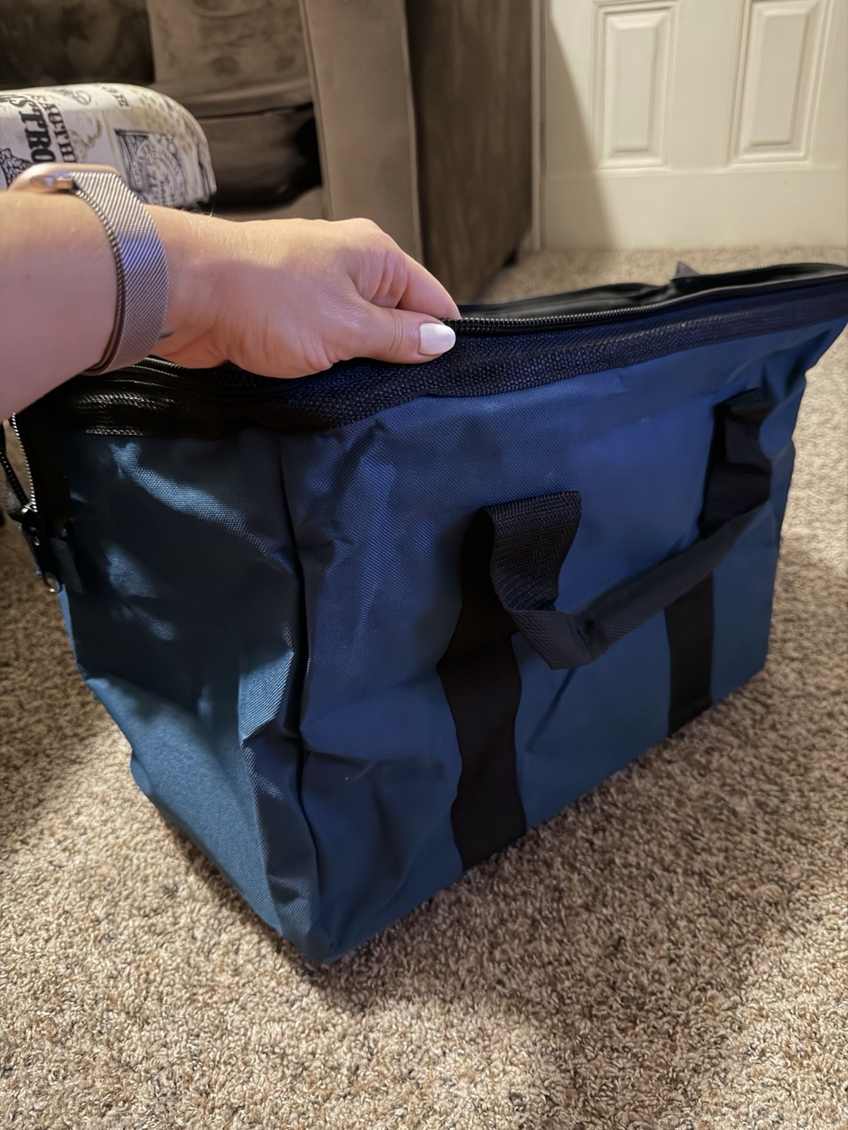Ryobi Blue Black Zippered Tool Storage Bag Carry Case Utility Tote Organizer
