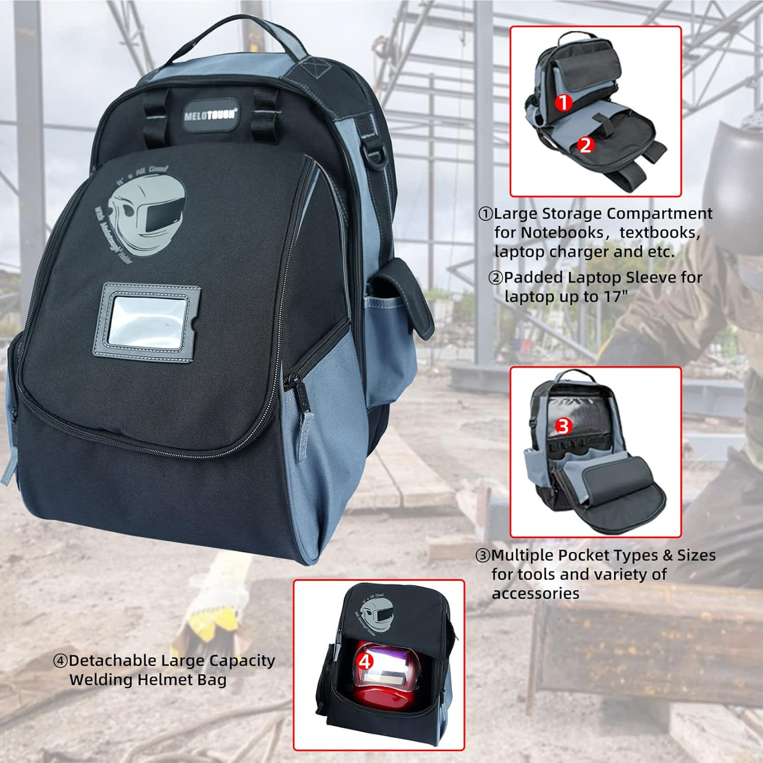 Welding Bag, Large Capacity Welding Bag for Tools and Helmet Multipurpose Welder