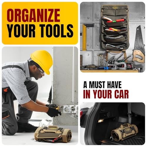 The Ryker Roll Up Tool Bag Organizer Gifts for him Tool Roll Accessible Pockets