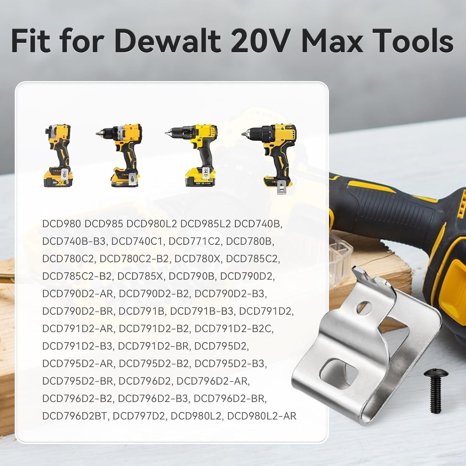 Dewalt Compatible Tool Hooks – 4pcs Stainless Steel Belt Clips with Screws